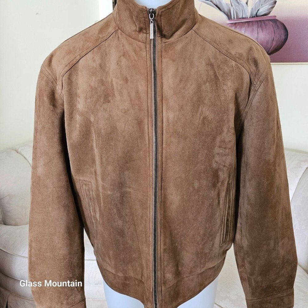 SOLD - Emporio Collection Vintage Men's XL Lined Suede Jacket with Zip Closure - Picture 1 of 14